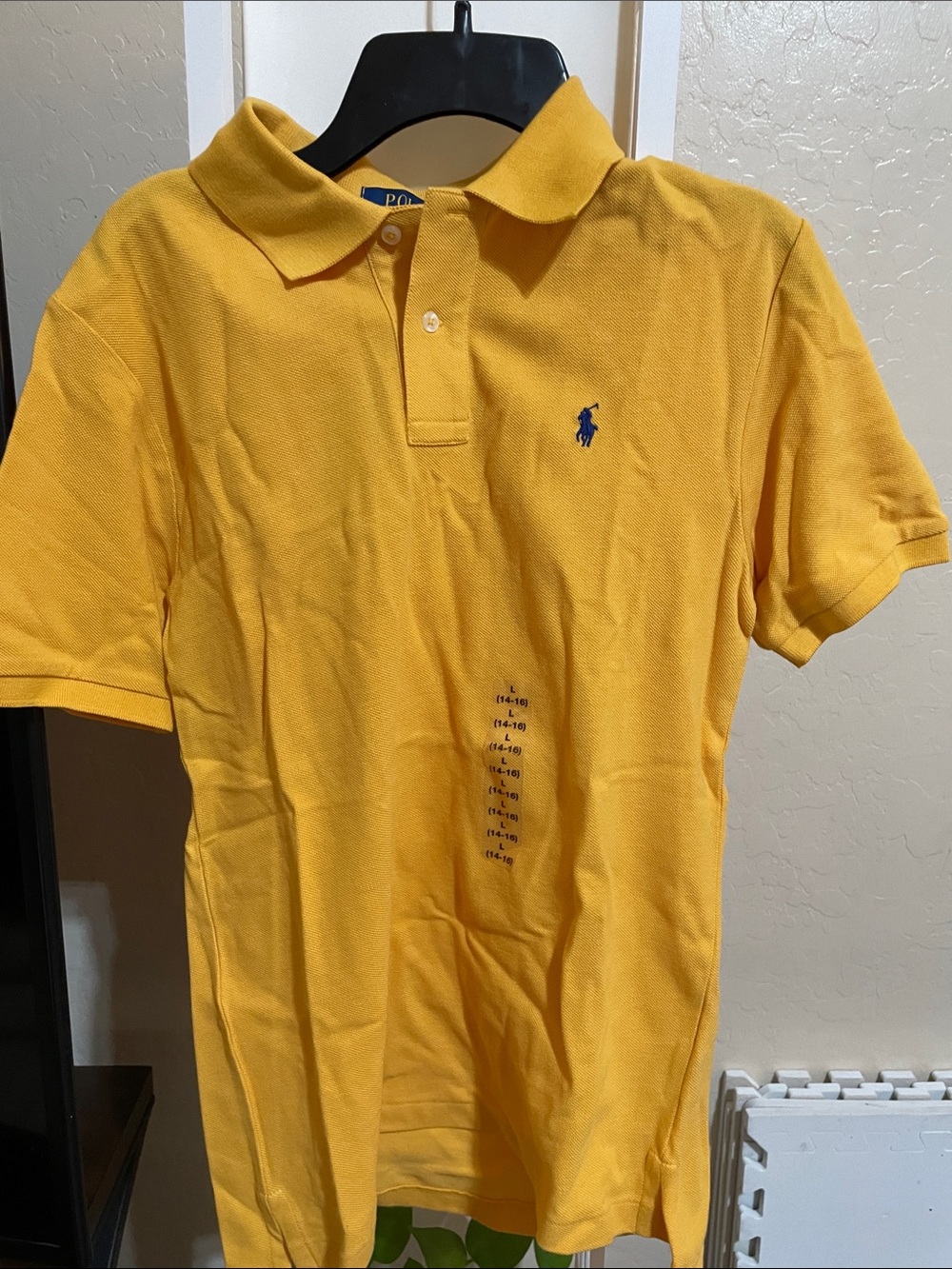 Polo by Ralph Lauren Men’s Yellow Polo with Navy Pony